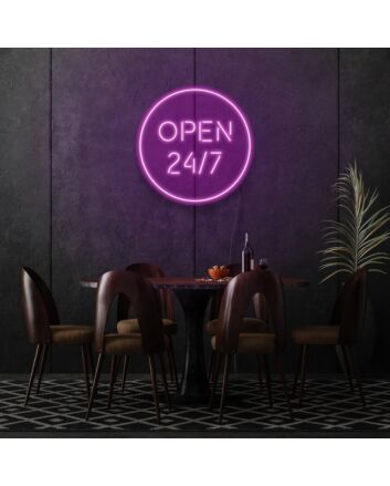 Customize Open 24/7 Round Neon Always Ready and Inviting