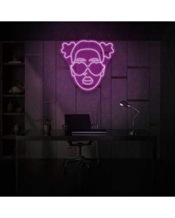 Girl with Heart Glasses Neon Love at First Sight