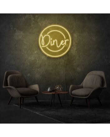 Customize Round Diner Neon Welcoming Circular Design