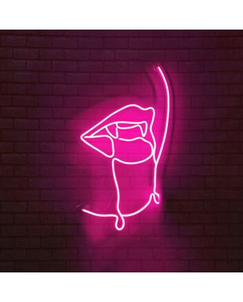 Bloody Vampire with big red lips neon sign