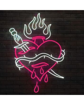 Abstract Wounded Heart Pattern Neon Sign