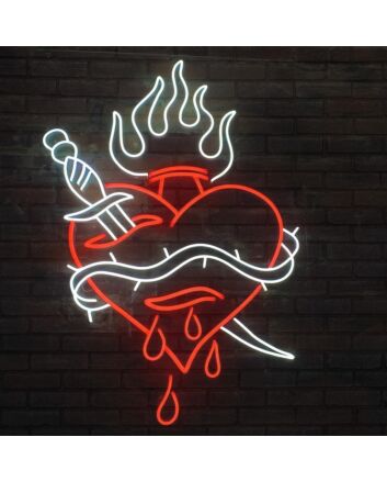 Abstract Wounded Heart Pattern Neon Sign