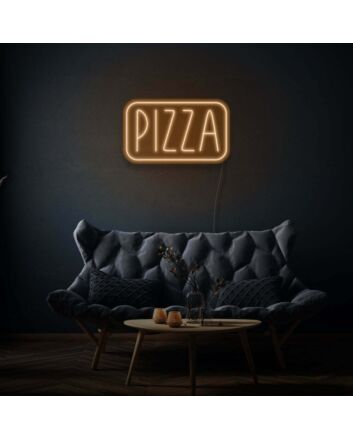 Text Pizza Neon Sign Classic Slice in Bright Lights