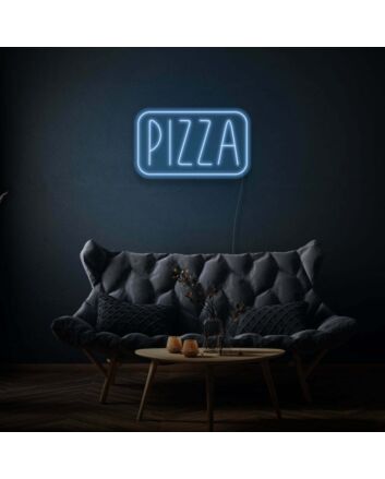 Text Pizza Neon Sign Classic Slice in Bright Lights