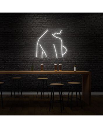 Sexy Woman Side Profile Neon Art Feminine Form Celebrated