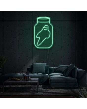 Glass With Ghost Neon Spooky and Fun