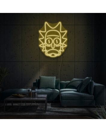Rick's Face Neon Art Tribute to Popular Culture