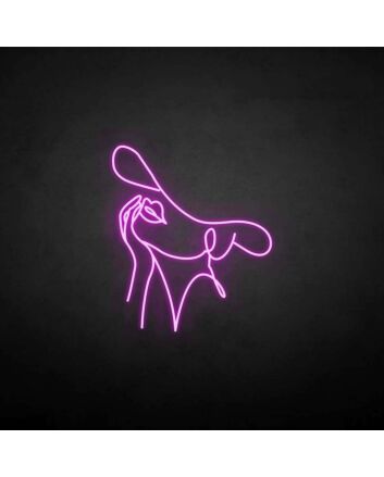 &#39;Woman wearing a sun hat&#39; neon sign