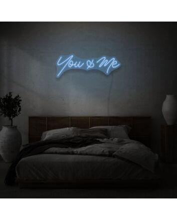 You & Me Cursive Neon Lettering Intimate Connection and Affection