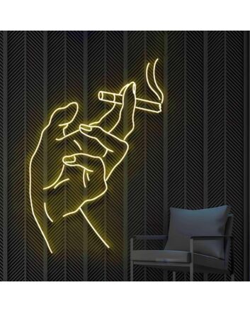 Hand Holding Cigarette  Neon Sign