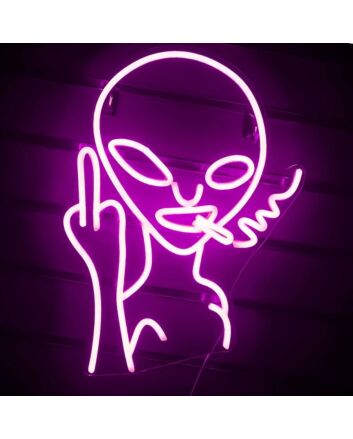 Provocative Smoking Alien  Neon Sign