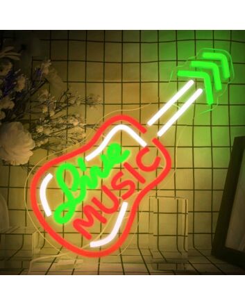 Live Music Electric Guitar Neon Sign