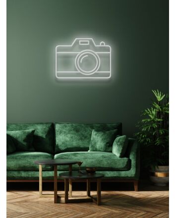 Camera Neon Sign Tribute to Photography and Visual Arts