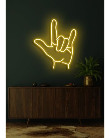 Hand sign Neon Artistic Expression of Communication and Style