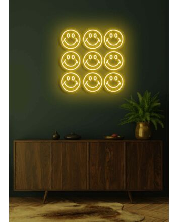 Smiley Wall Neon Joy and Positivity in Every Bulb