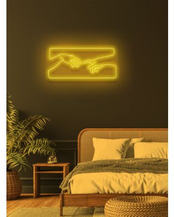 The creation of Adam Iconic Neon Artistic Expression