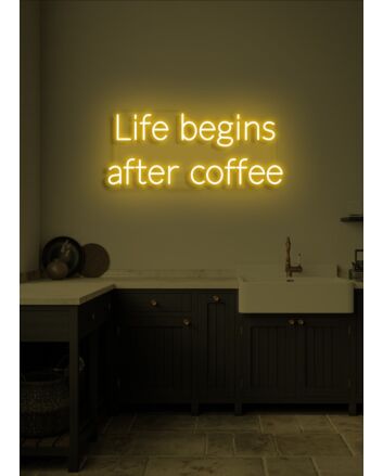Life Begins After Coffee Neon Humorous Ode to Coffee Lovers Everywhere