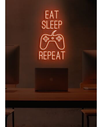 Eat Sleep Game Repeat Neon Cycle of a Gamer&#039;s Life