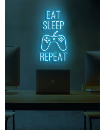 Eat Sleep Game Repeat Neon Cycle of a Gamer's Life