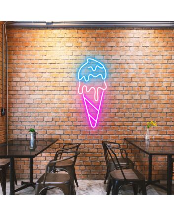 Double Scoop Ice Cream Fun Neon Display for Ice Cream Stands