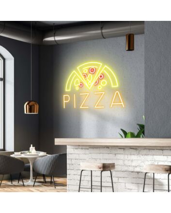 Customize Pizza Trio Slice Savor the Variety with Colorful Neon