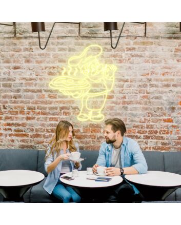 Chef Serving Pizza Add a Flavorful Touch to Your Decor with Neon
