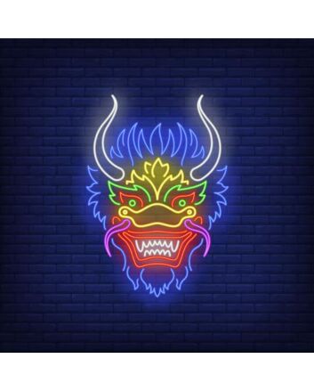 Dragon Head Unleash Fantasy with Fiery Neon