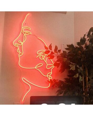 Face Profile Line Draw Artistic Elegance in Neon Form
