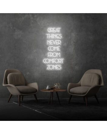 Greatness never comes from comfort zones Challenge Limits with Inspiring Neon