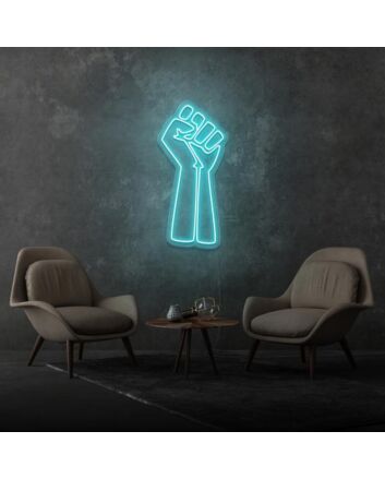 Raised fist Empower and Inspire with Bold Neon Sign