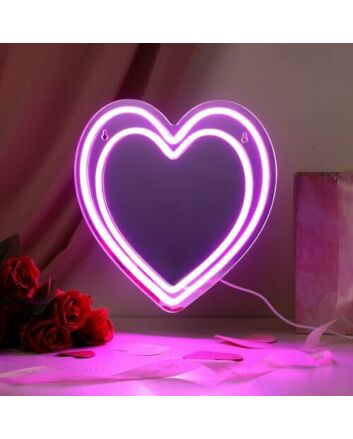Radiant Love Heart Neon Mirror LED Wall Art Sign
