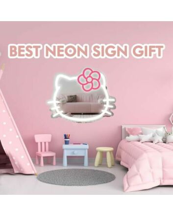 Adorable Cat Room Mirror Neon Sign