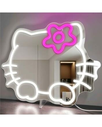 Cute Anime Cat Mirror Neon Sign