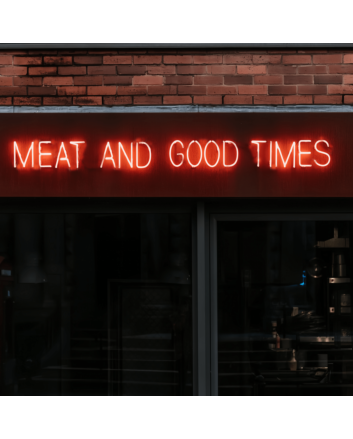 Grill Master's Delight: Meat and Good Times Neon Art to Elevate Your BBQ Experience