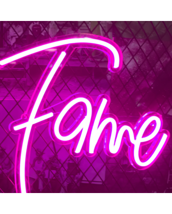 Fame Neon Sign Illuminated: Shine Bright Like a Star