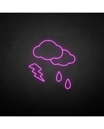 Rain and lightning&#39; neon sign