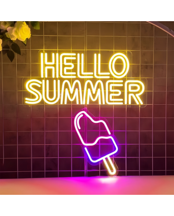 Customize Hello Summer Popsicle Ice Cream Neon Sign