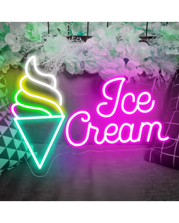 Customize Ice Cream Heart Drip Neon Sign