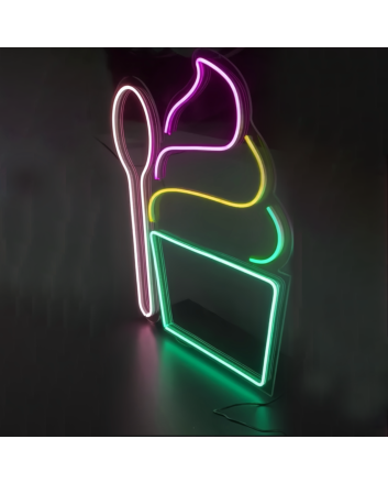 Satisfy Your Cravings Ice Cream Neon Sign