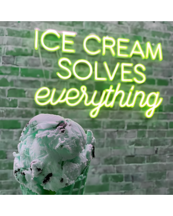 Indulge in Bliss Ice Cream Solves Everything Neon Sign