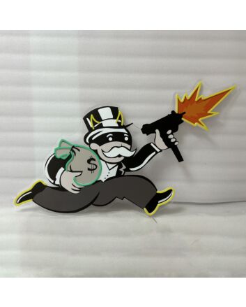 Violent Monopoly Gun Neon X Acrylic Artwork