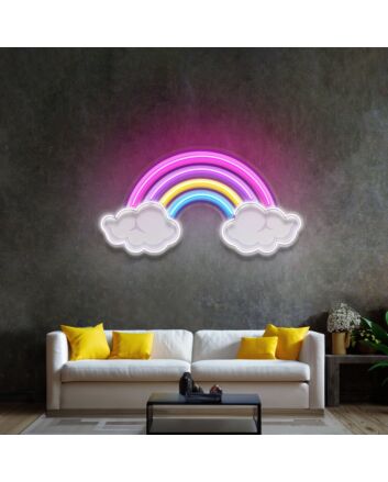 Rainbow Floating On Clouds Led Neon Sign Light Pop Art