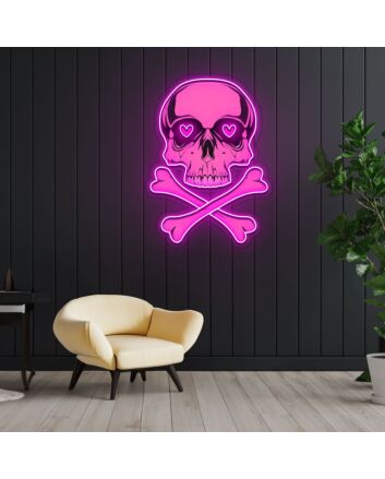 Pink Skull With Bones Neon Sign X Acrylic Artwork
