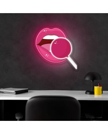 Pink Lip Neon Sign X Acrylic Artwork