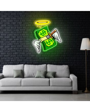 Money Floated Neon Sign X Acrylic Artwork