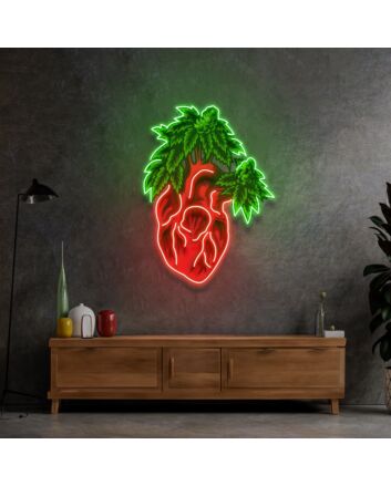 Heart Marijuana Led Neon Sign Light Pop Art