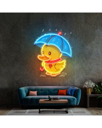 Duck Walking Under Rain Led Neon Sign Light Pop Art