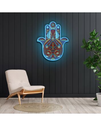 Hamsa Neon X Acrylic Artwork