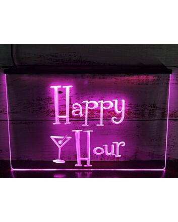Happy Hour Martini Glass Hanging Neon Sign