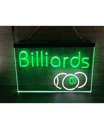 Billiards Two Tone Hanging Neon Sign